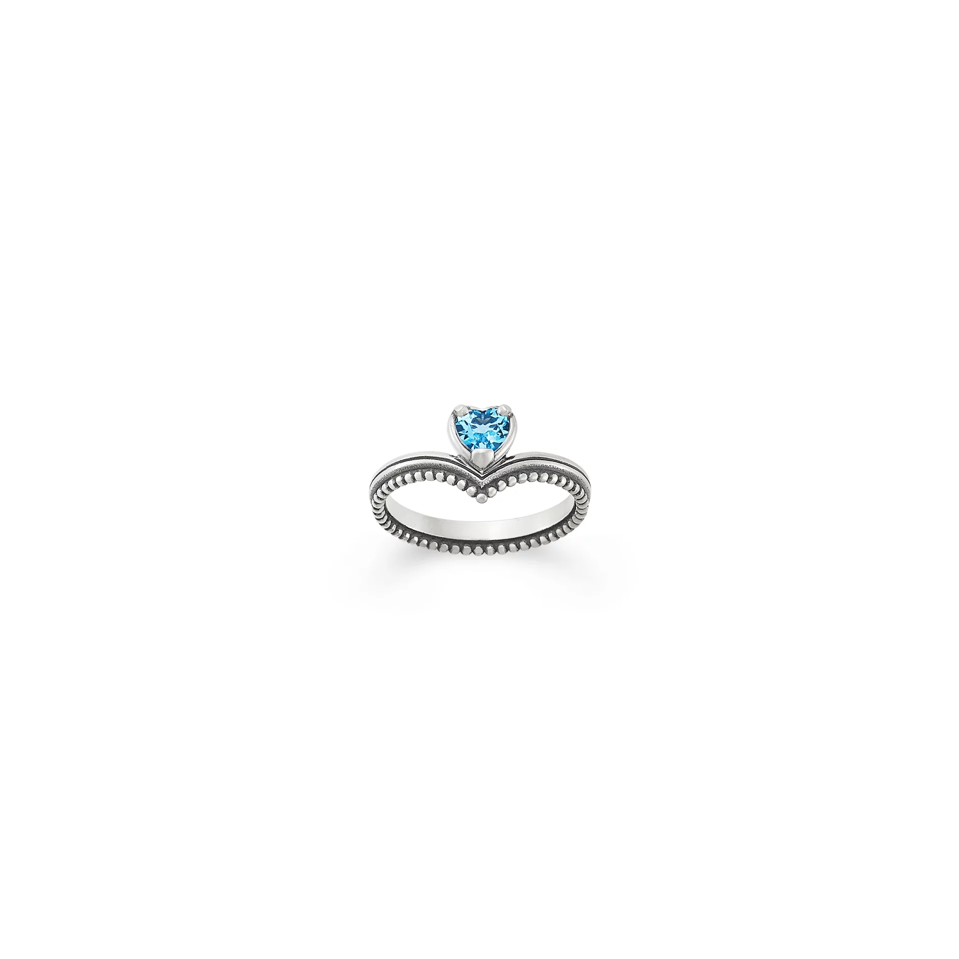 Beaded Chevron Heart Gemstone Ring