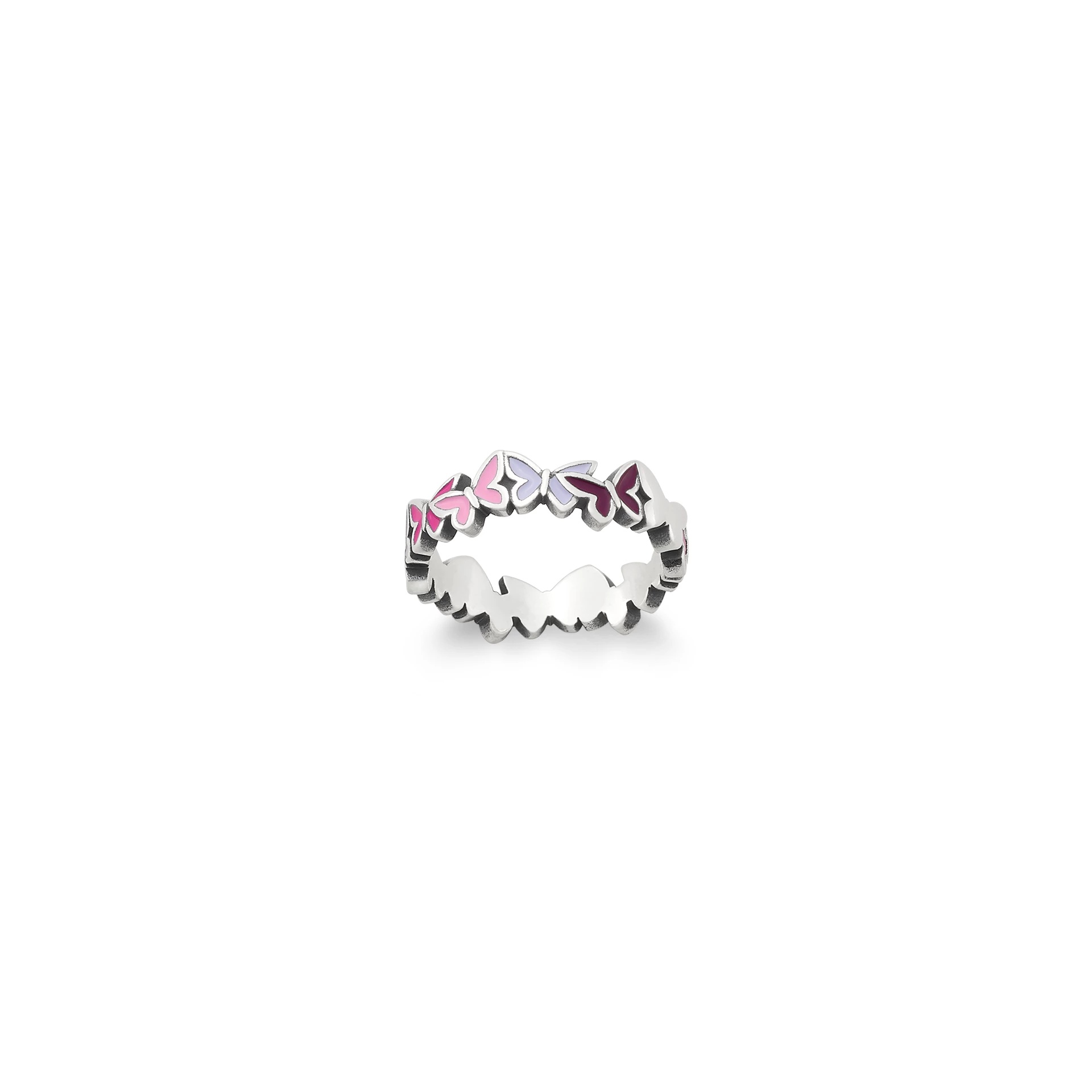 Enamel Connected Butterflies Ring