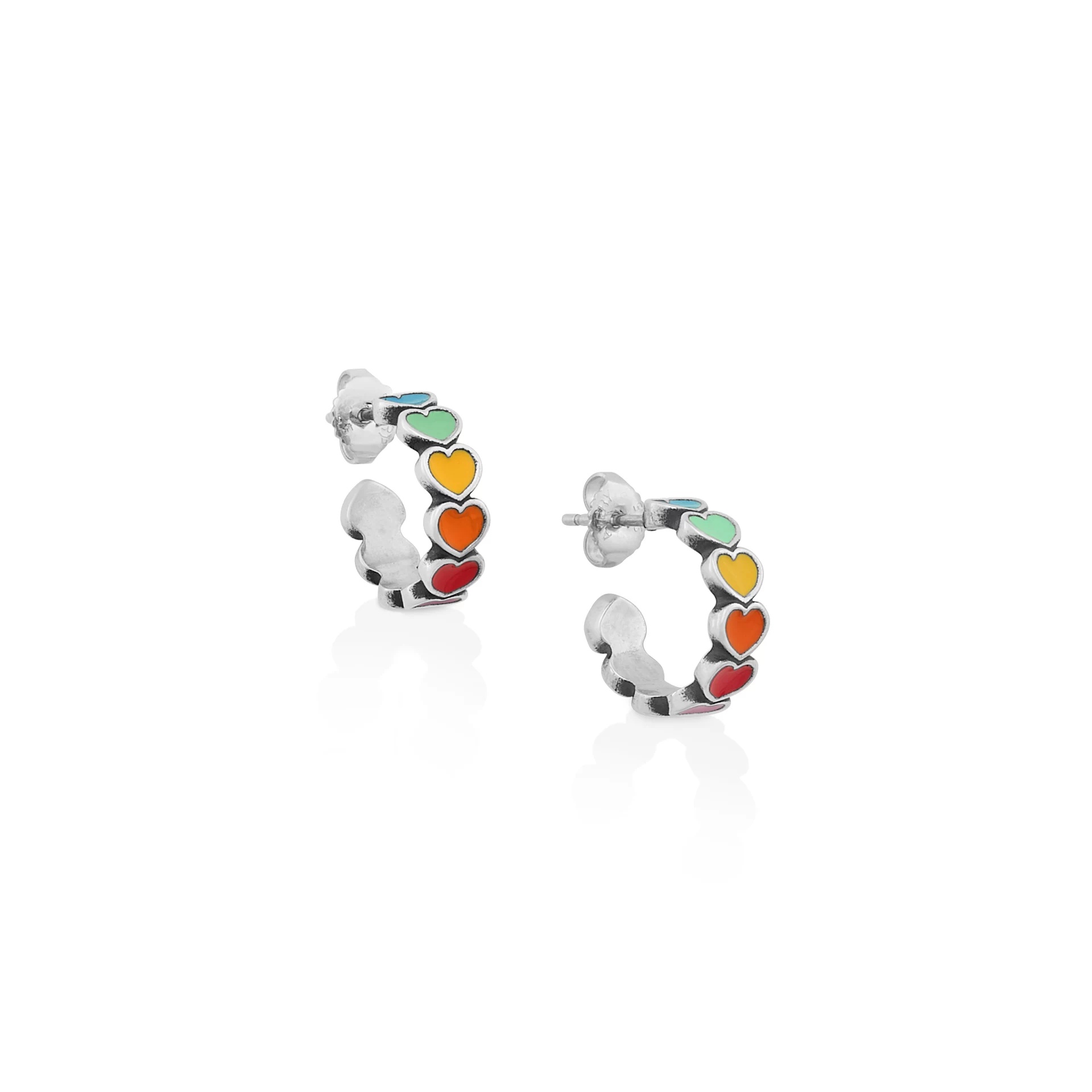 Enamel Connected Hearts Hoops