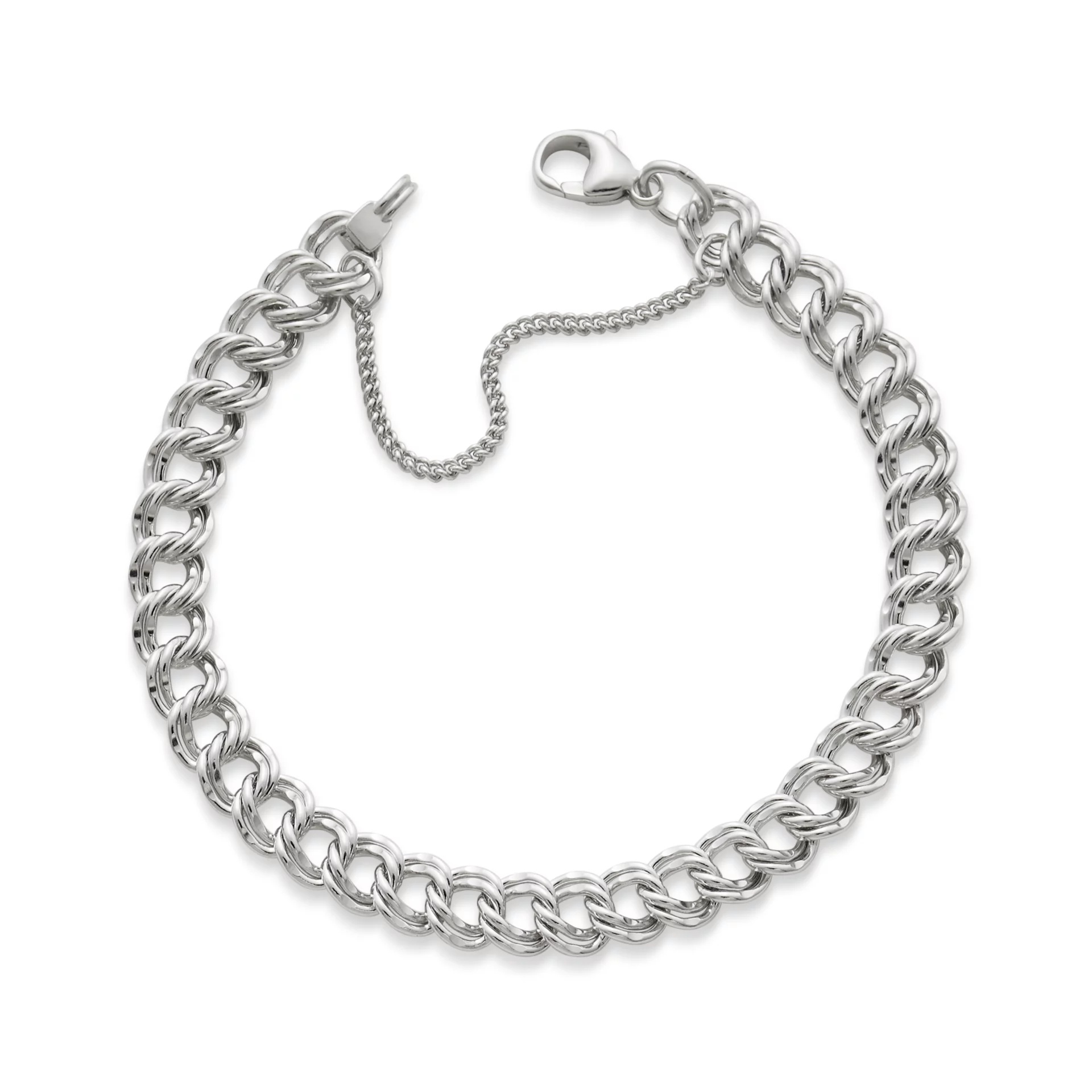 Medium Double Curb Charm Bracelet