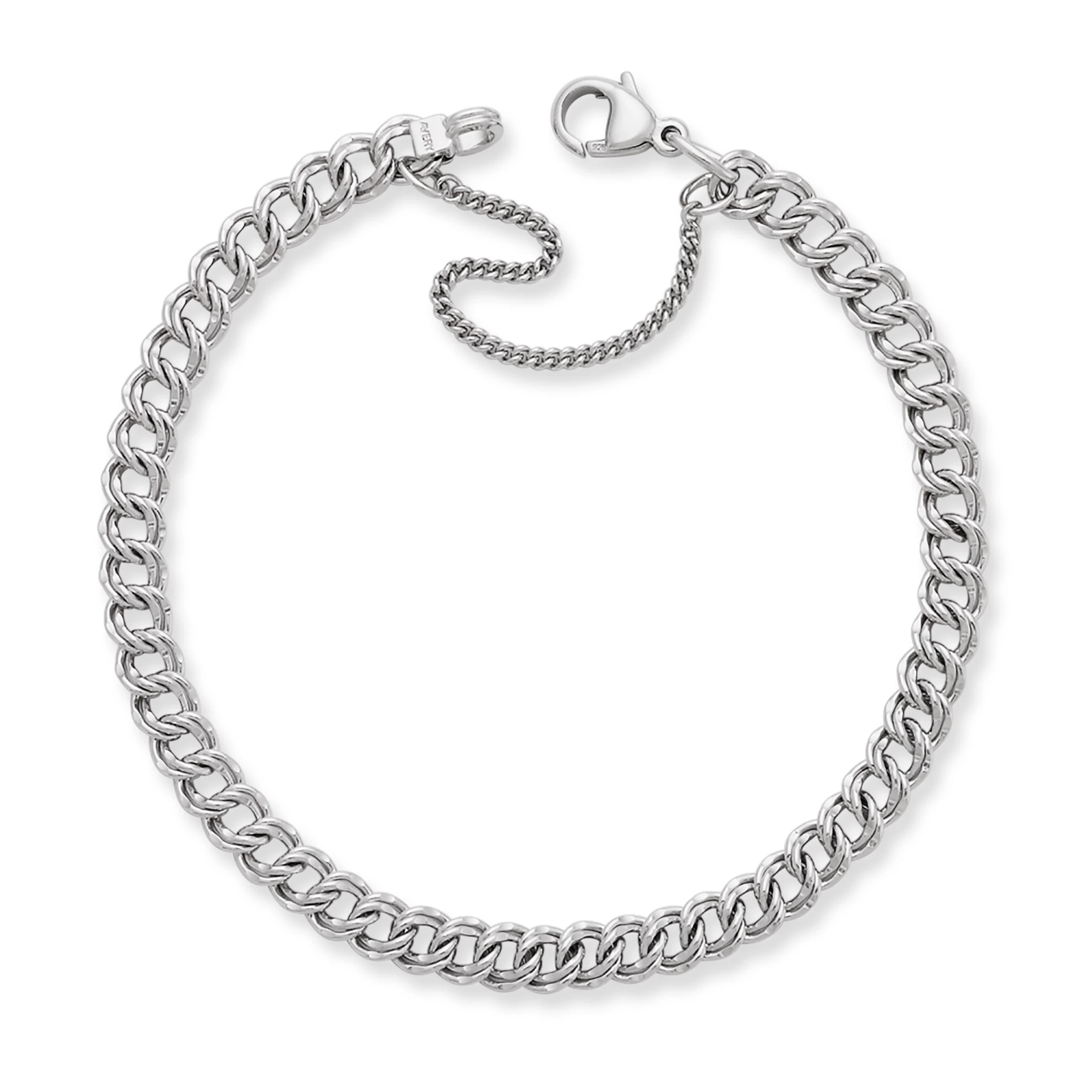Light Double Curb Charm Bracelet