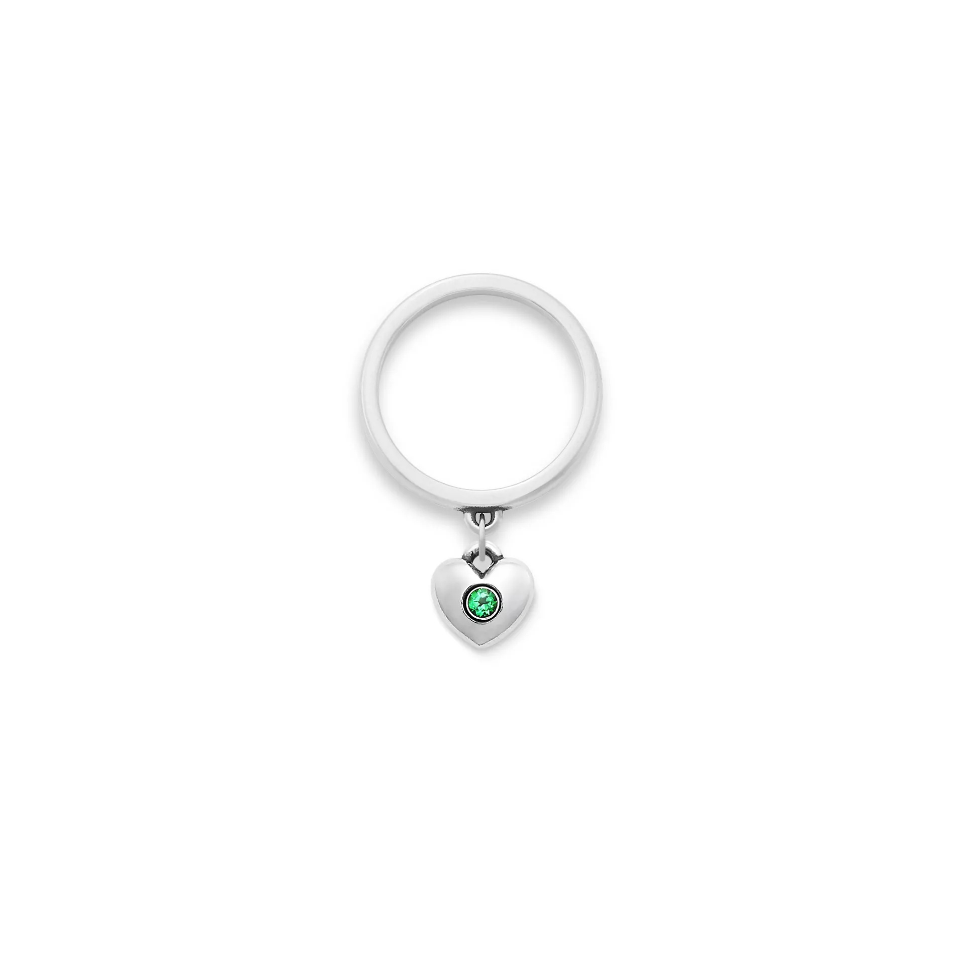 Keepsake Heart Birthstone Charm Dangle Ring