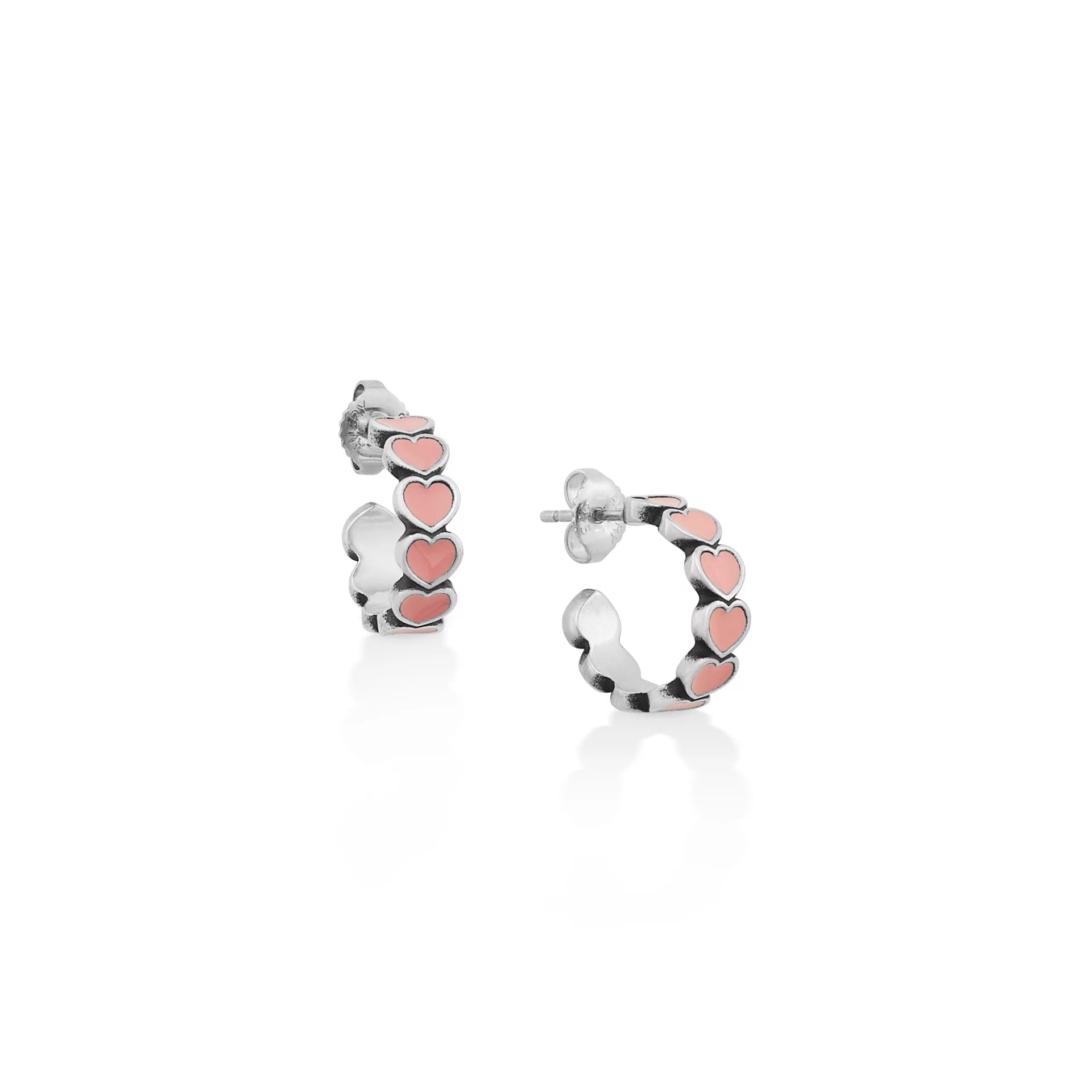 Enamel Connected Hearts Hoops