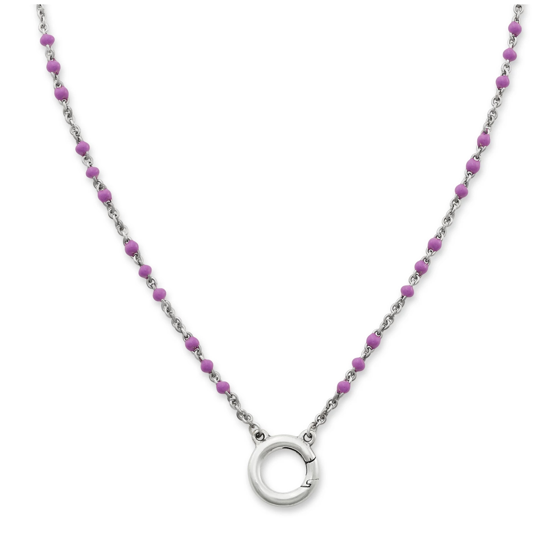 Enamel Beaded Chain Changeable Charm Holder Necklace