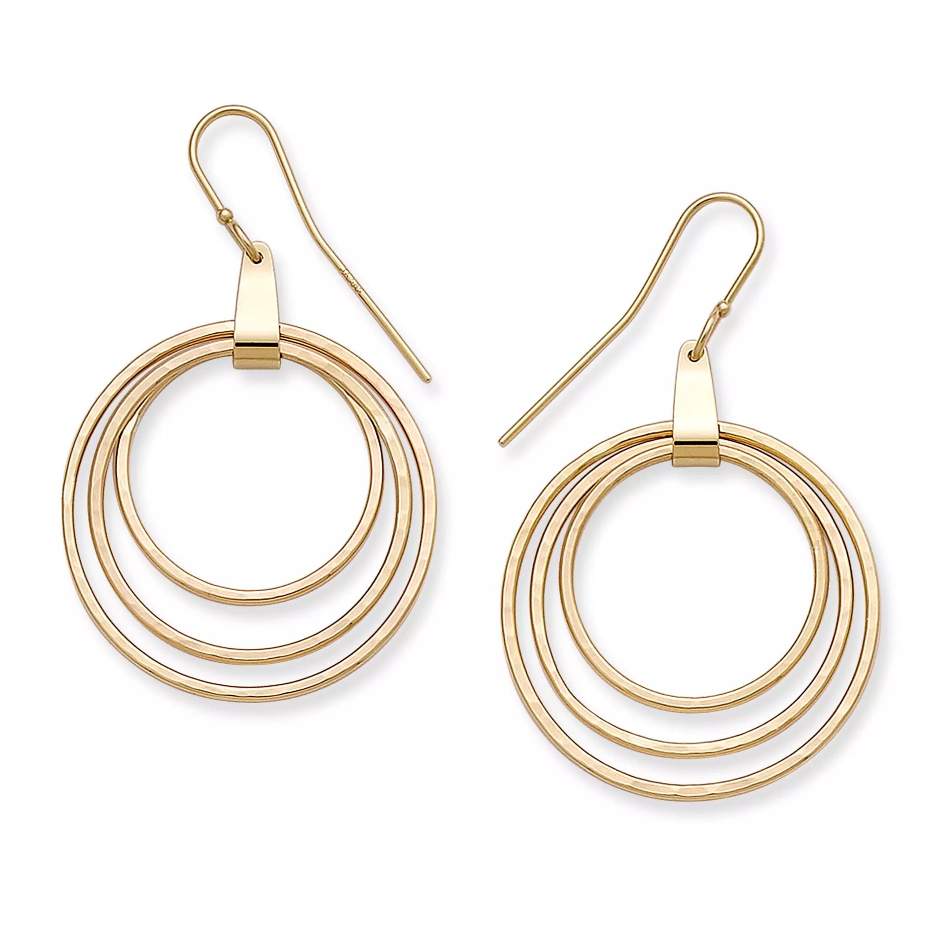 Three Hammered Circles Dangle EarShop All Rings