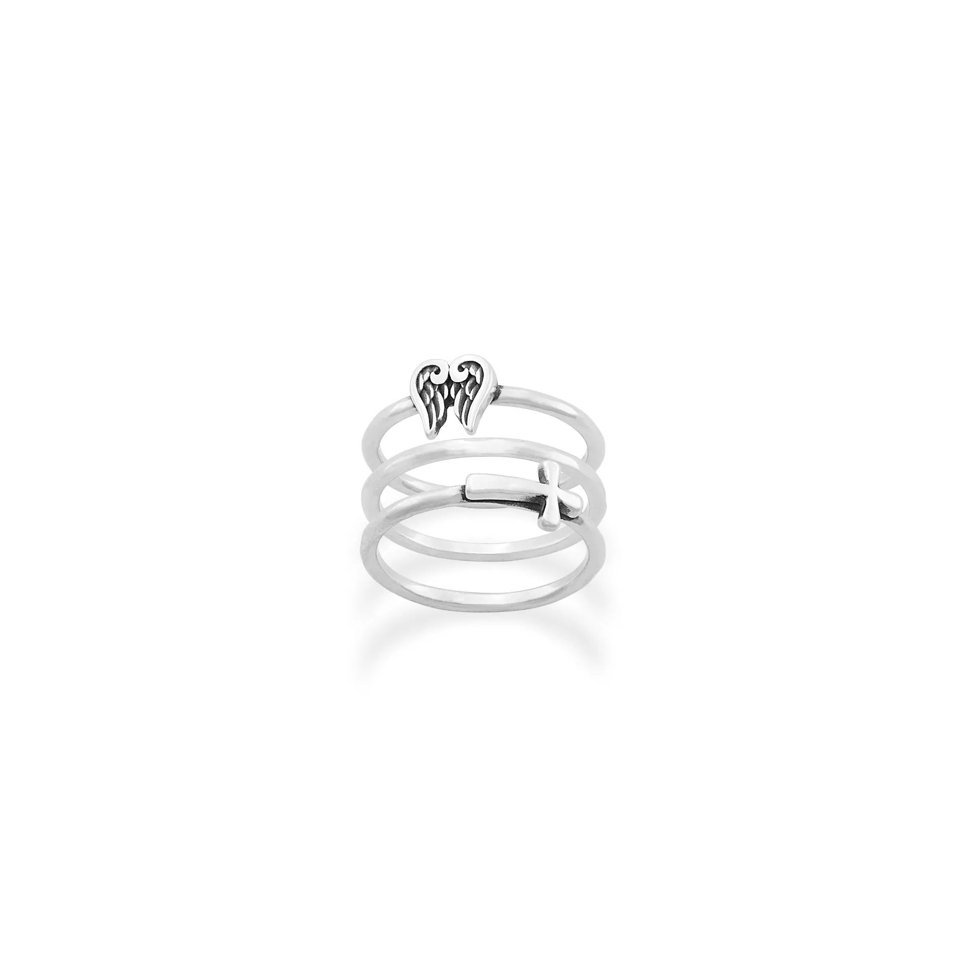 Angel Wings and Horizon Cross Ring Set