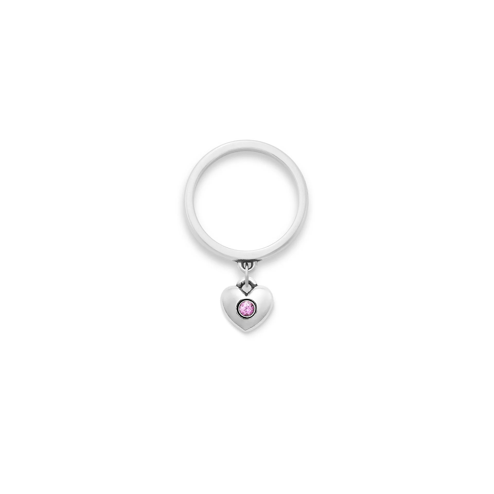 Keepsake Heart Birthstone Charm Dangle Ring