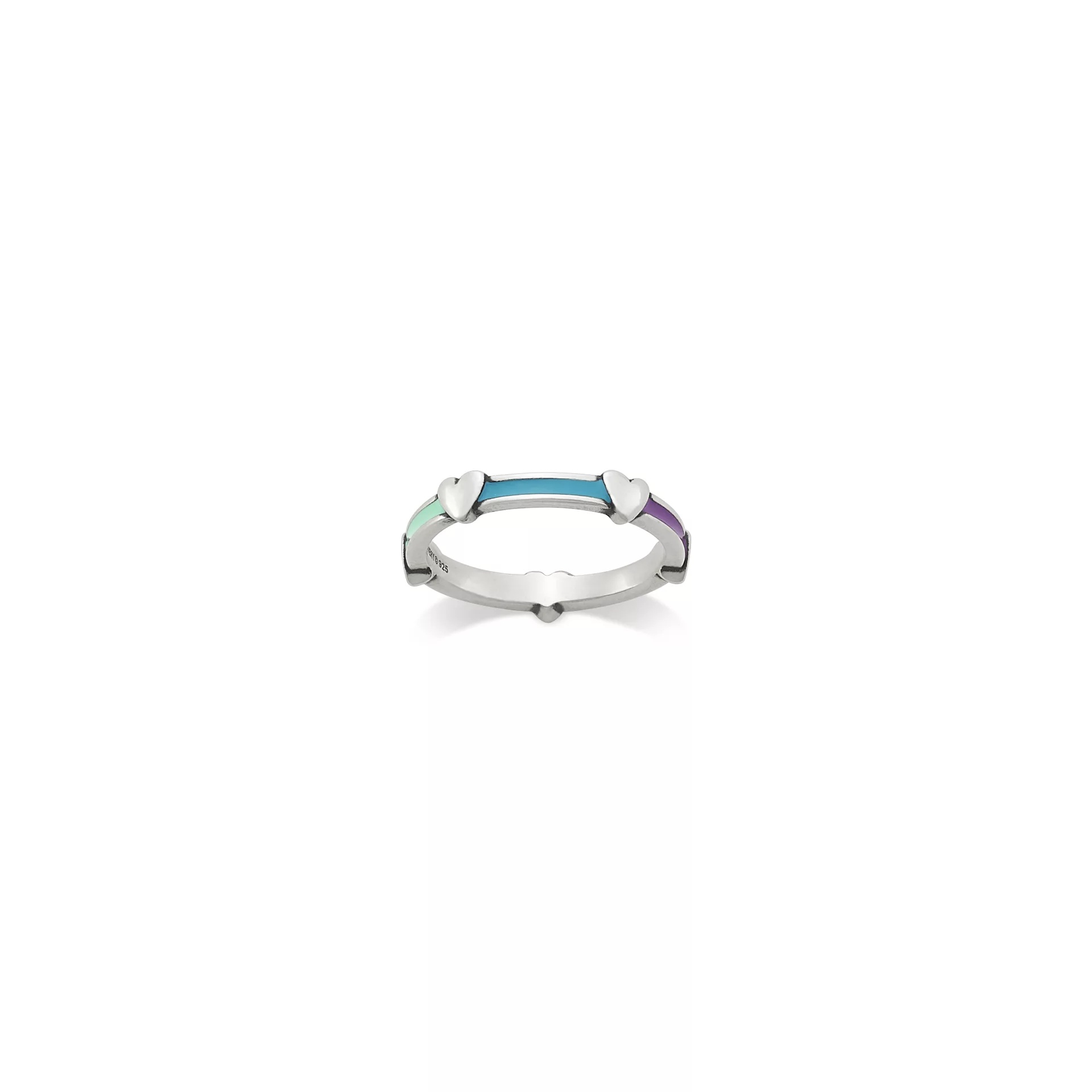 Enamel Band with Hearts Ring