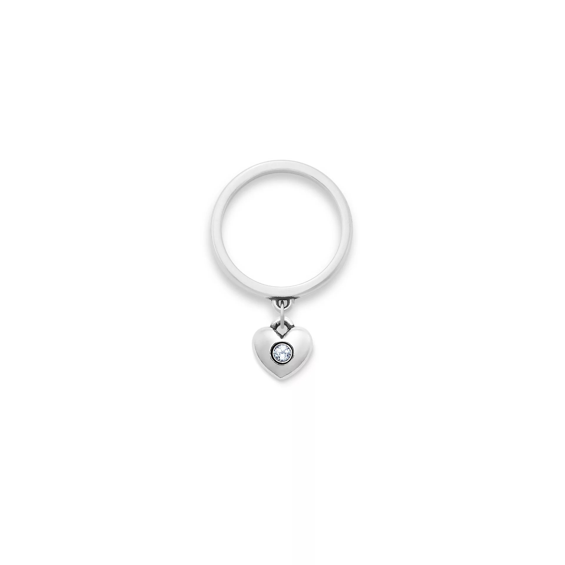 Keepsake Heart Birthstone Charm Dangle Ring