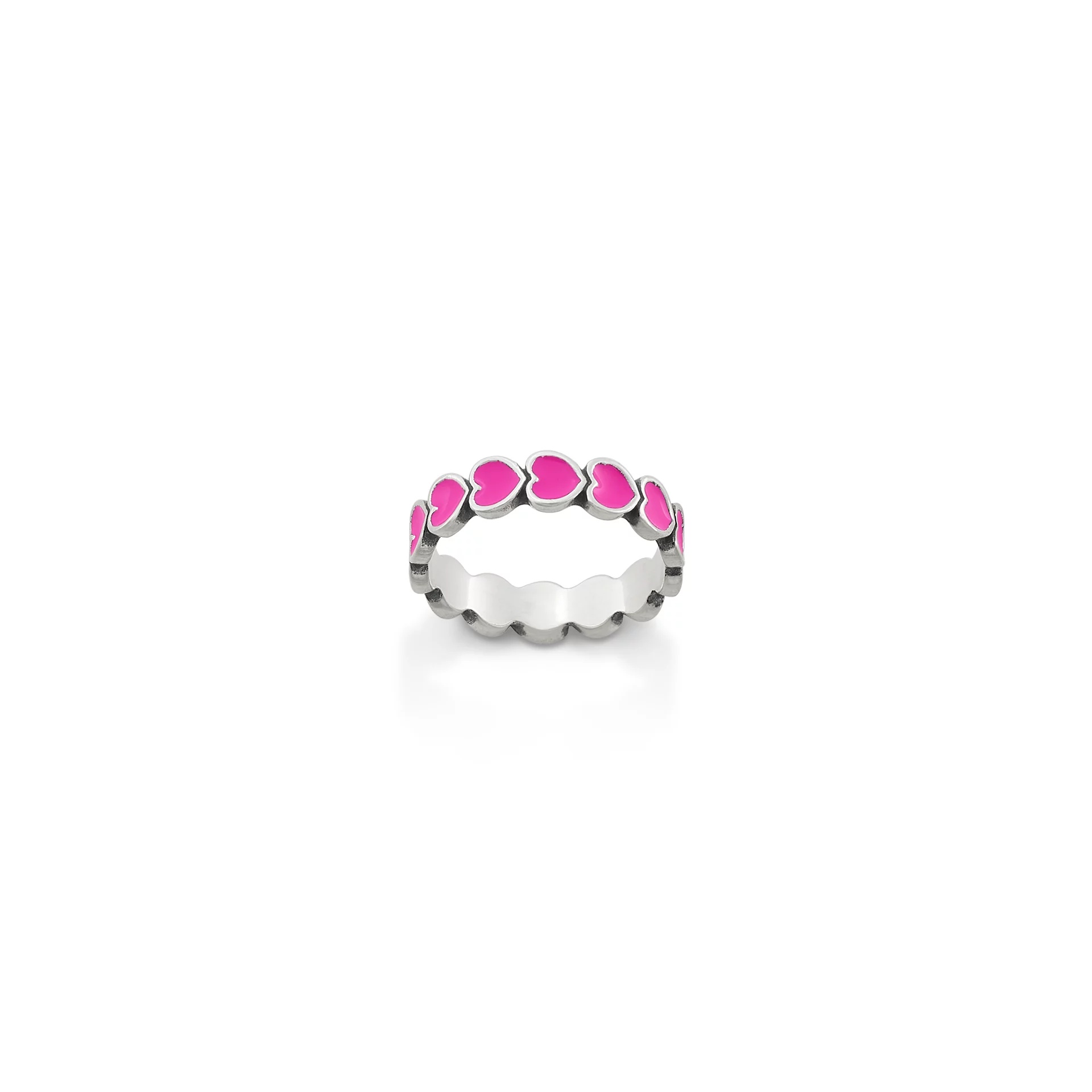 Enamel Connected Hearts Ring