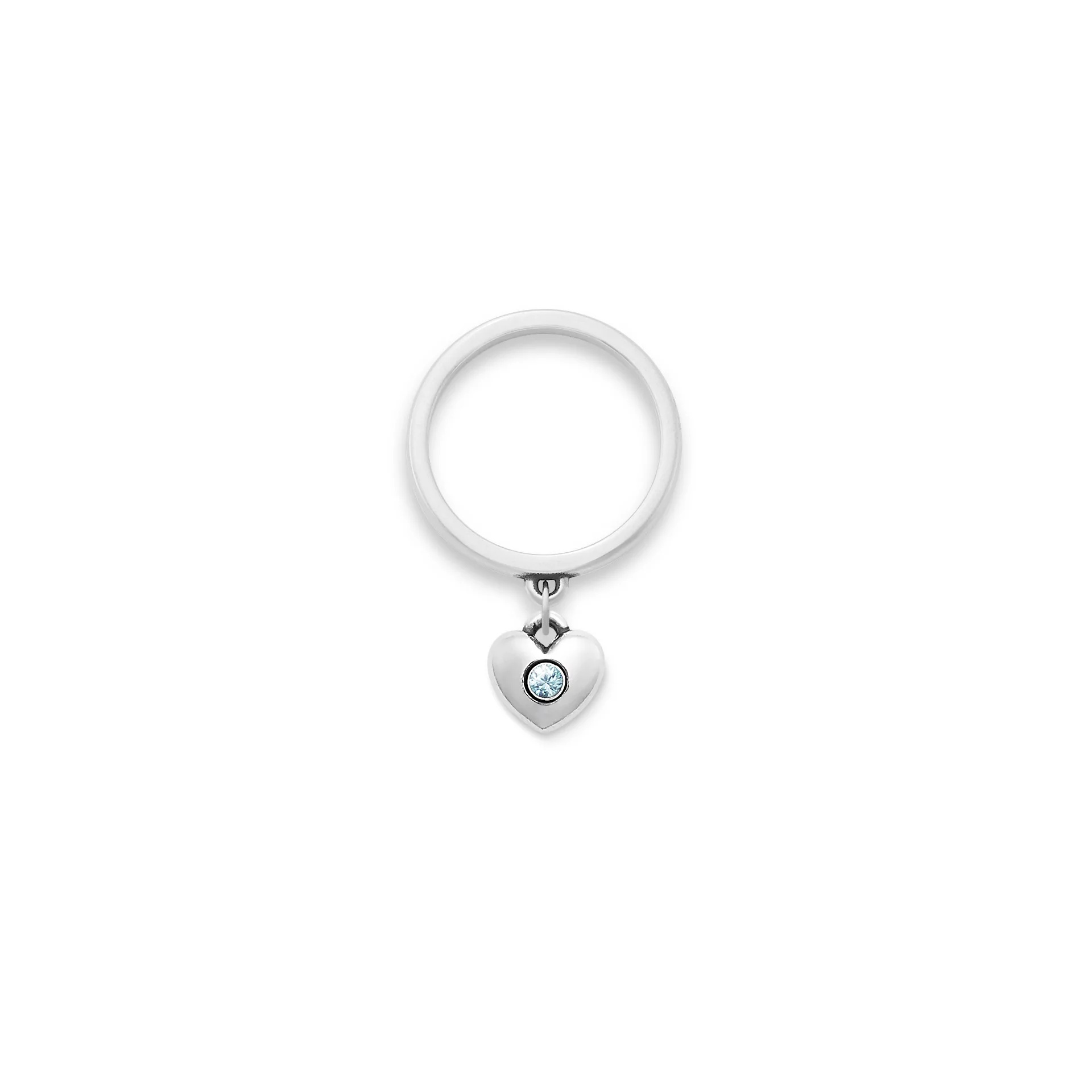 Keepsake Heart Birthstone Charm Dangle Ring