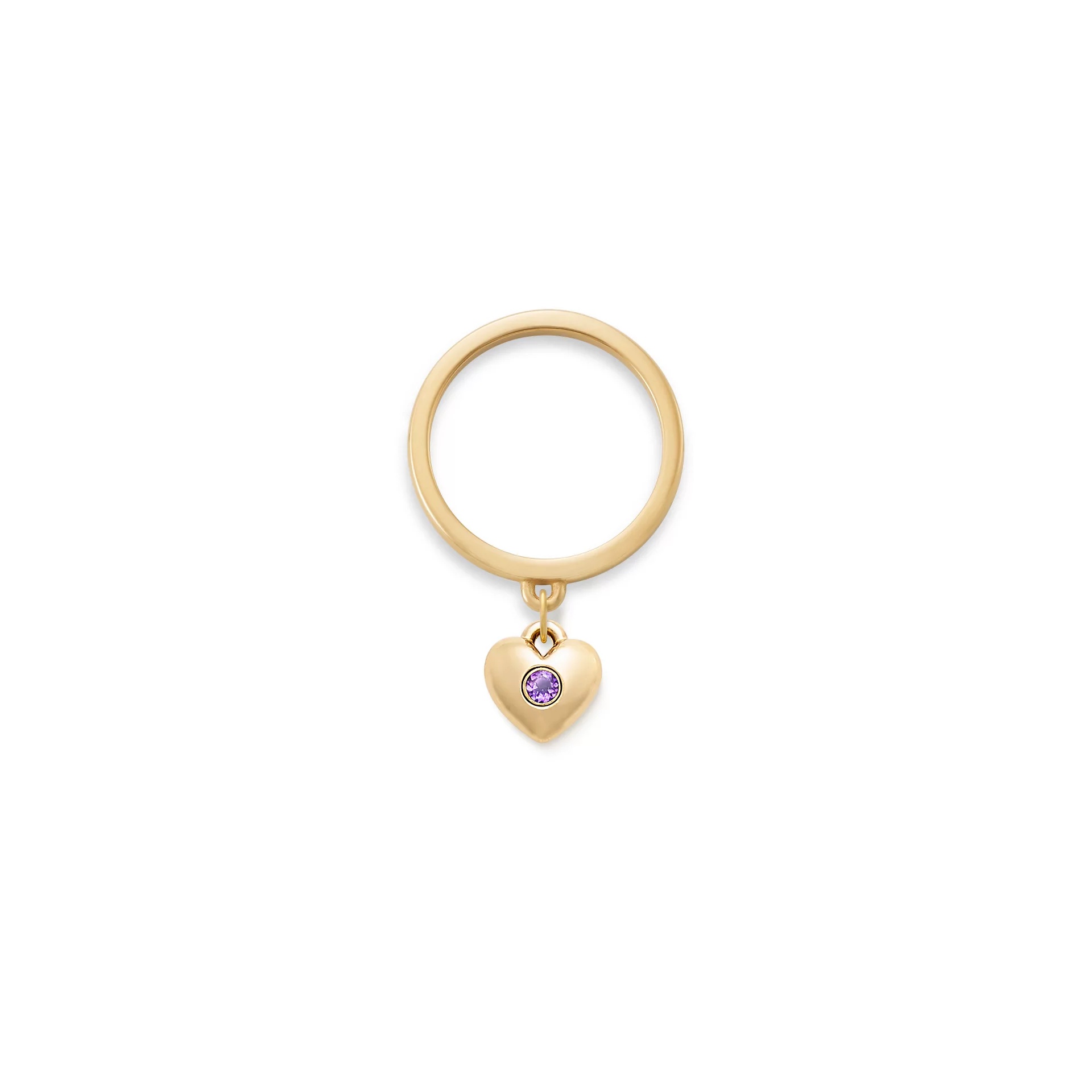 Keepsake Heart Birthstone Charm Dangle Ring