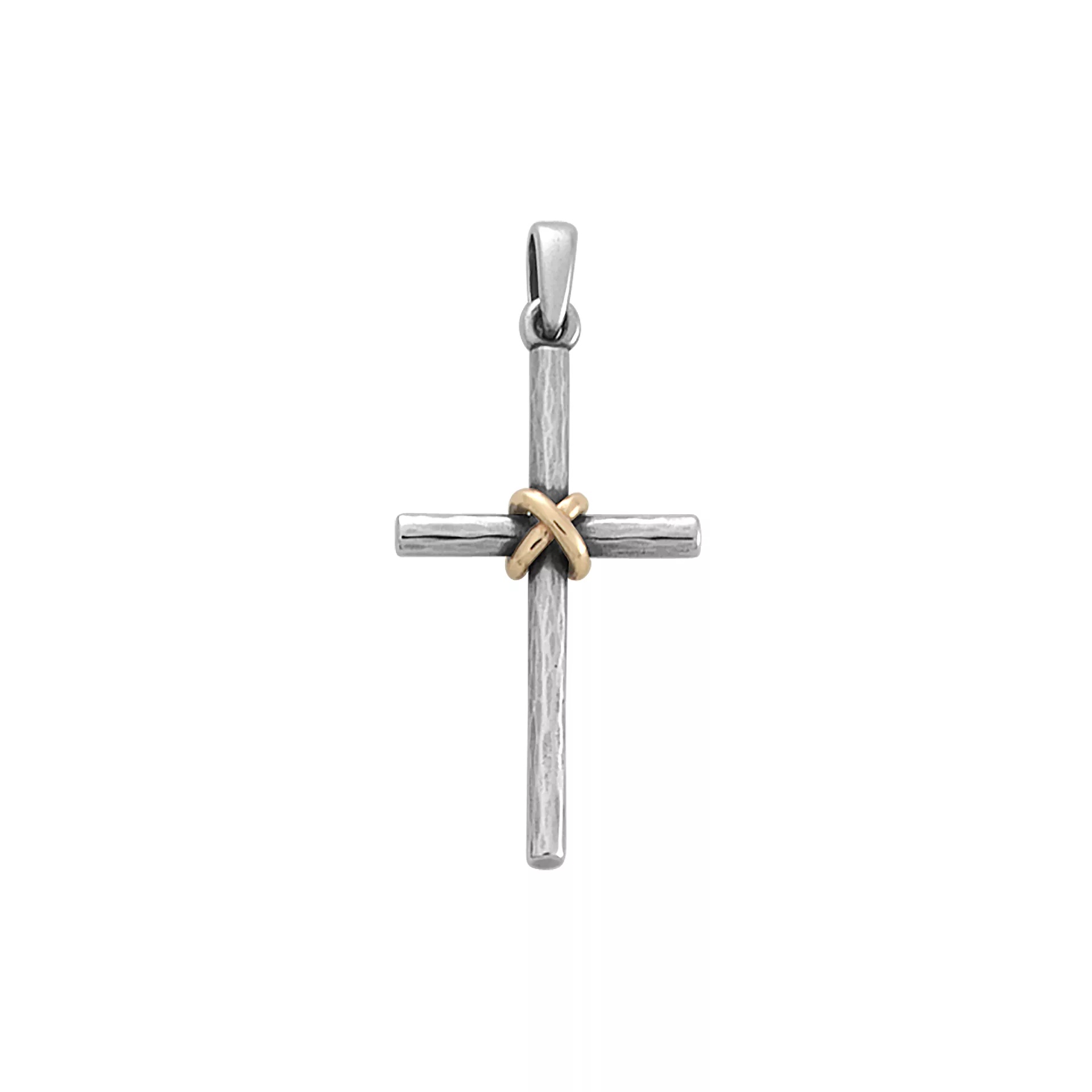 Forged Cross Pendant with Gold Wrap