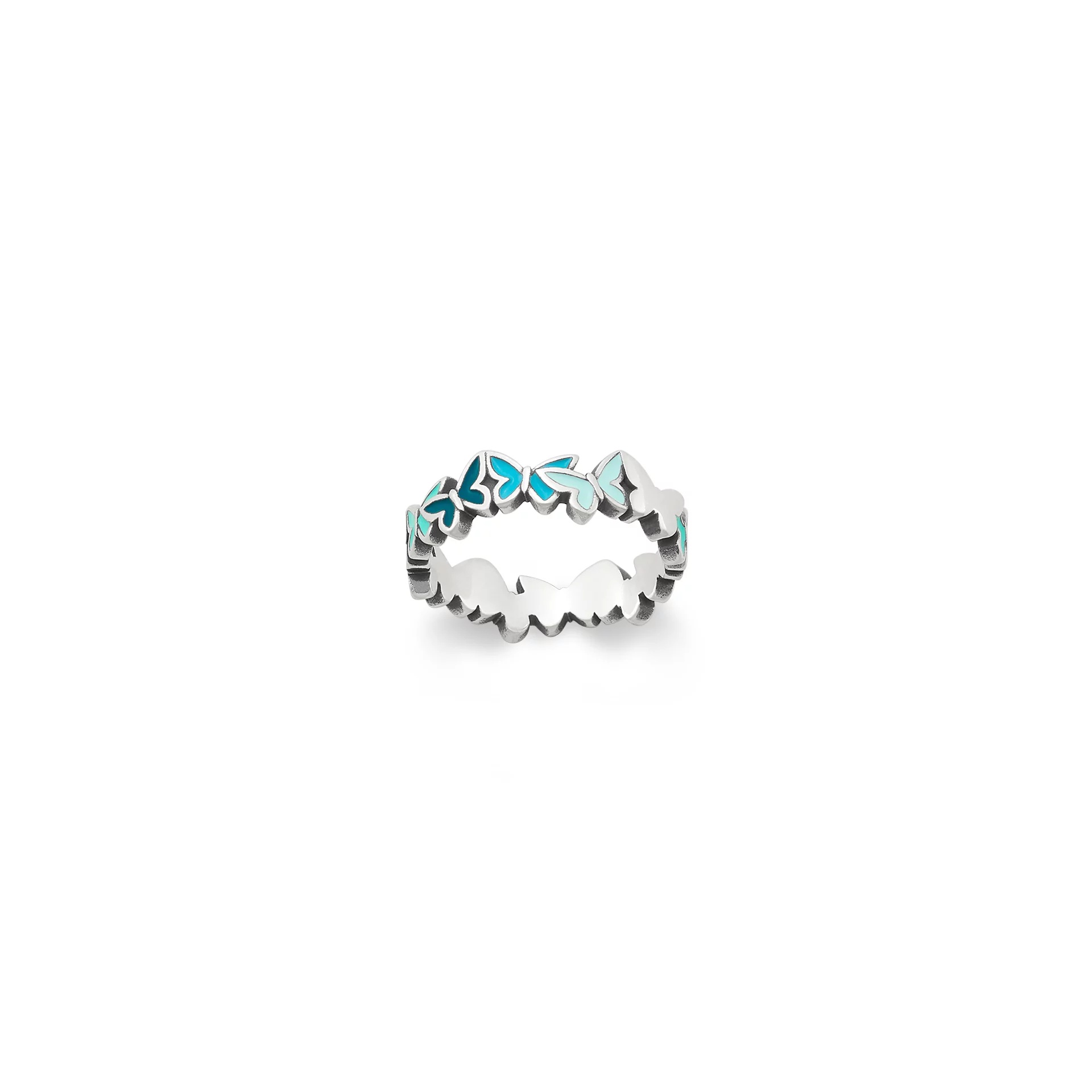 Enamel Connected Butterflies Ring