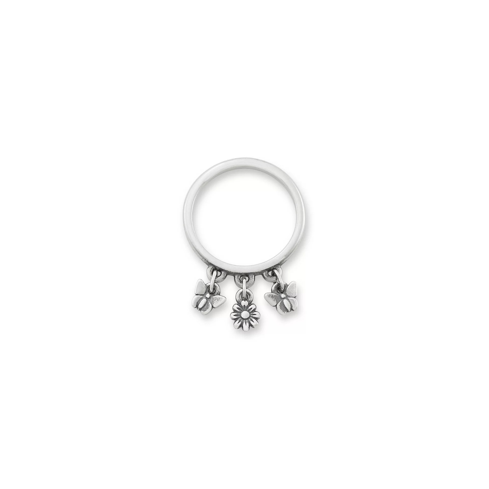 Daisy and Butterflies Dangle Ring