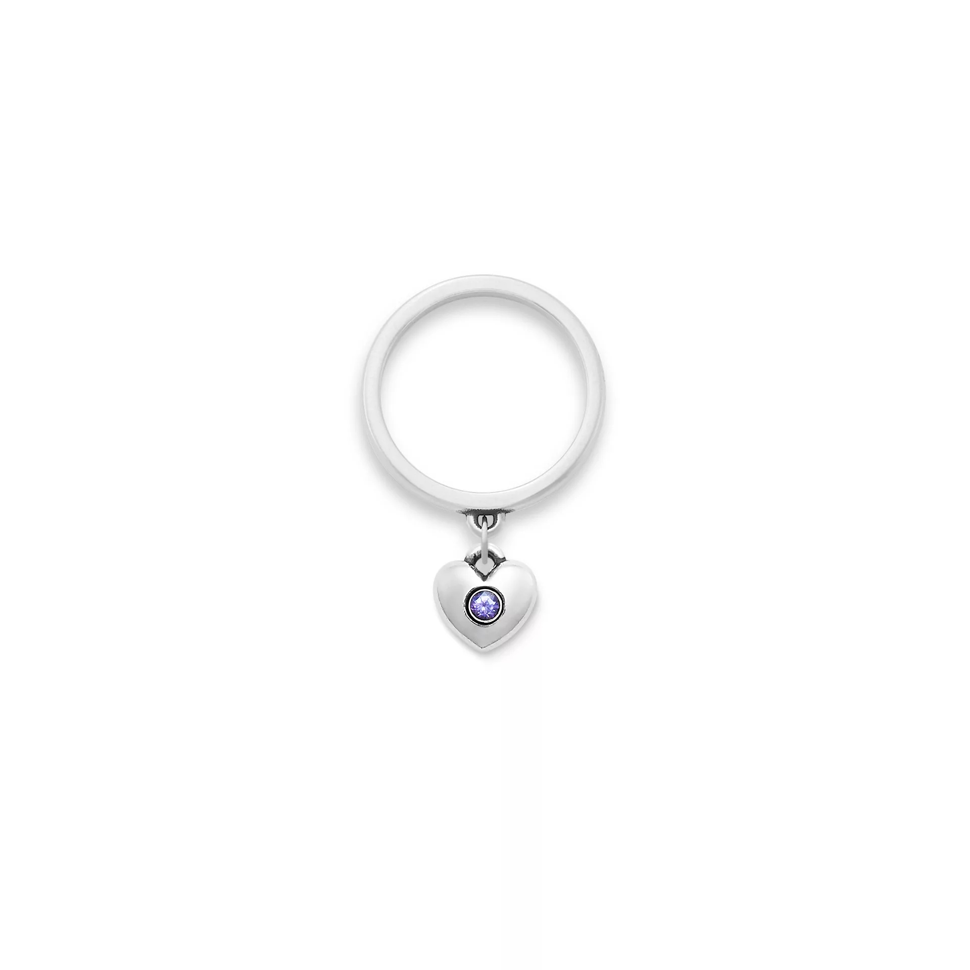 Keepsake Heart Birthstone Charm Dangle Ring
